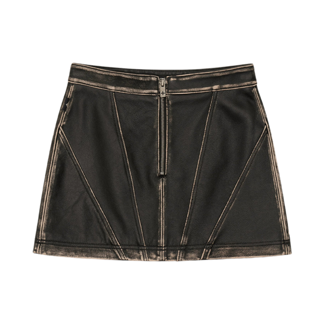 (W) 에스엠에프케이 와일드월드 레트로 레더 숏 스커트 블랙((W) SMFK Wildworld Retro Leather Short Skirt Black)