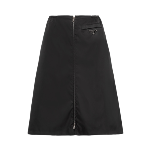 (W) Prada Re-Nylon Gabardine Flared Skirt Black