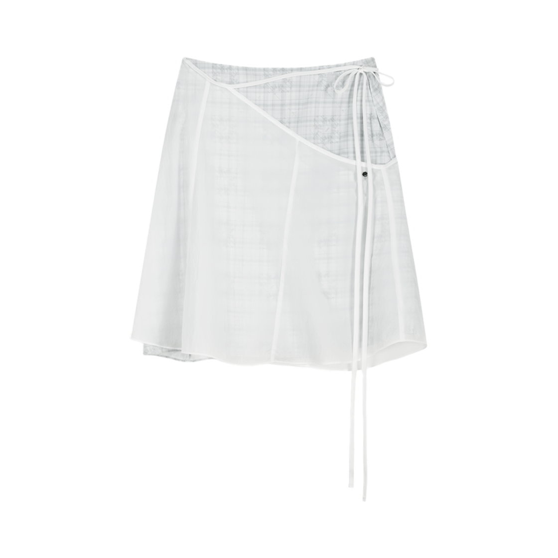 오호스 레이어드 스트랩 플레어 스커트 오프 화이트