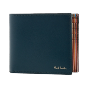 Paul Smith Leather Signature Stripe Interior Billfold Wallet Teal