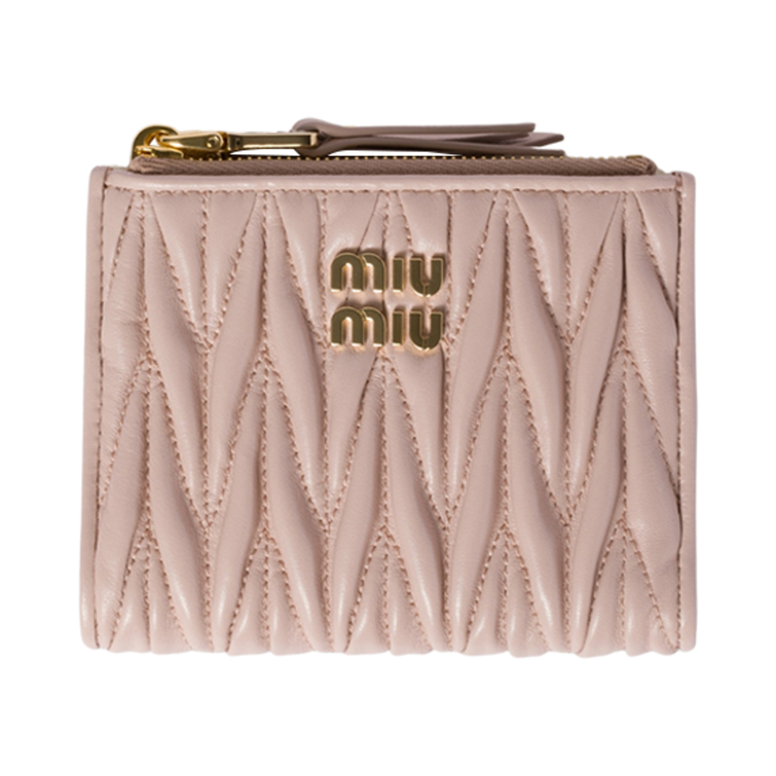 미우 미우 스몰 마테라쎄 나파 레더 월렛 파우더 핑크(Miu Miu Small Matelasse Nappa Leather Wallet Powder Pink) - 1