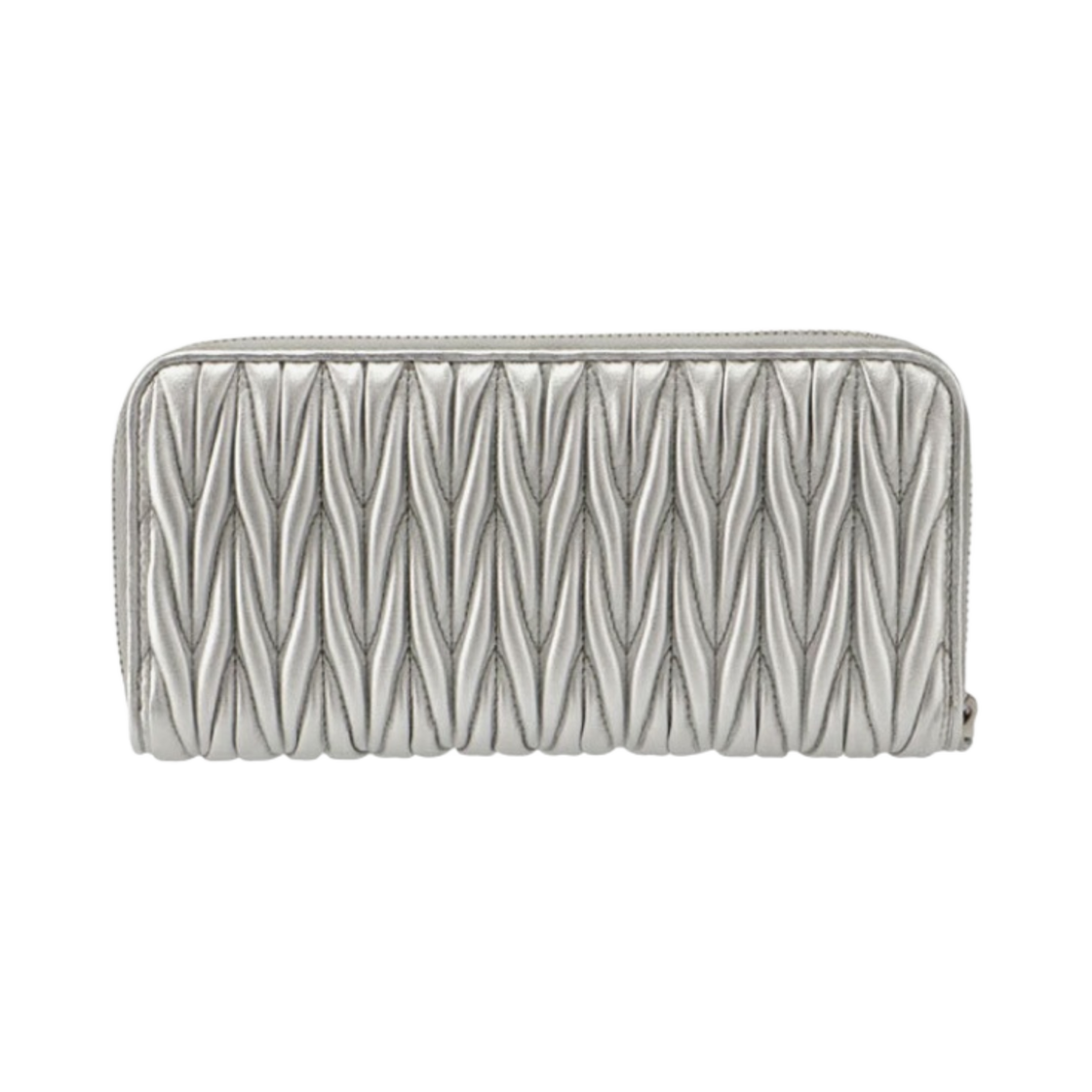 미우 미우 마테라쎄 나파 가죽 라지 지갑 실버(Miu Miu Matelasse Nappa Leather Large Wallet Silver) - 3