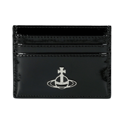 54030006W-L001O-N403 Vivienne Westwood Shiny Patent Card Holder Black