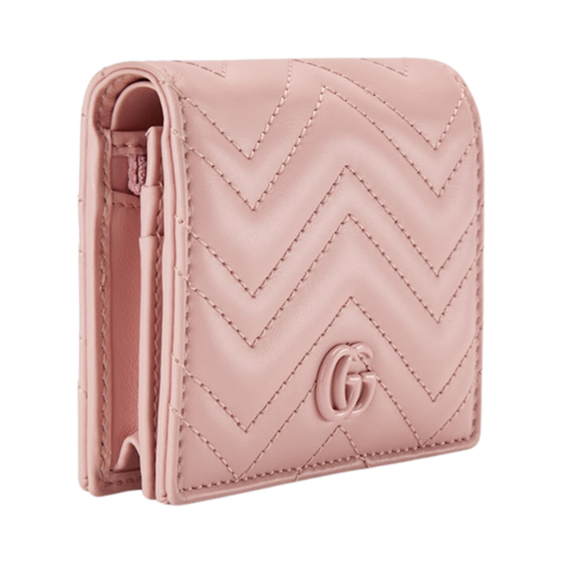 구찌 GG 마몽 마틀라세 카드 케이스 지갑 라이트 핑크 레더(Gucci GG Marmont Matelasse Card Case Wallet Light Pink Leather) - 2