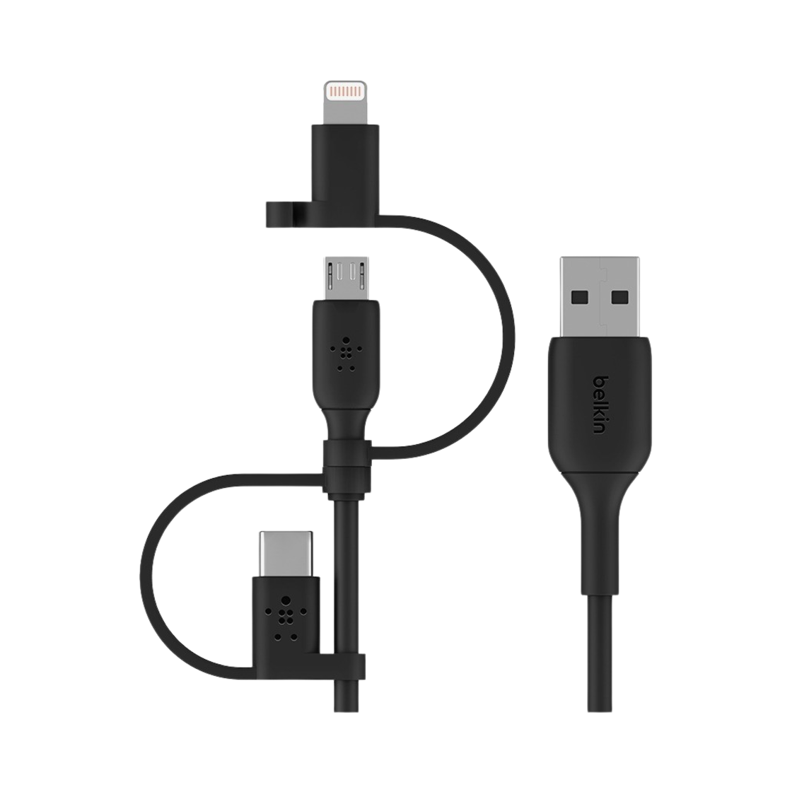 CAC001bt1MBK Belkin Universal Cable 15W USB-A to C + Micro-USB + Lightning CAC001bt1M