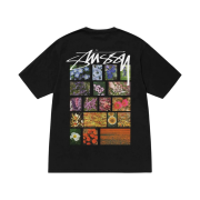 Stussy Flower Grid Pigment Dyed T-Shirt Black