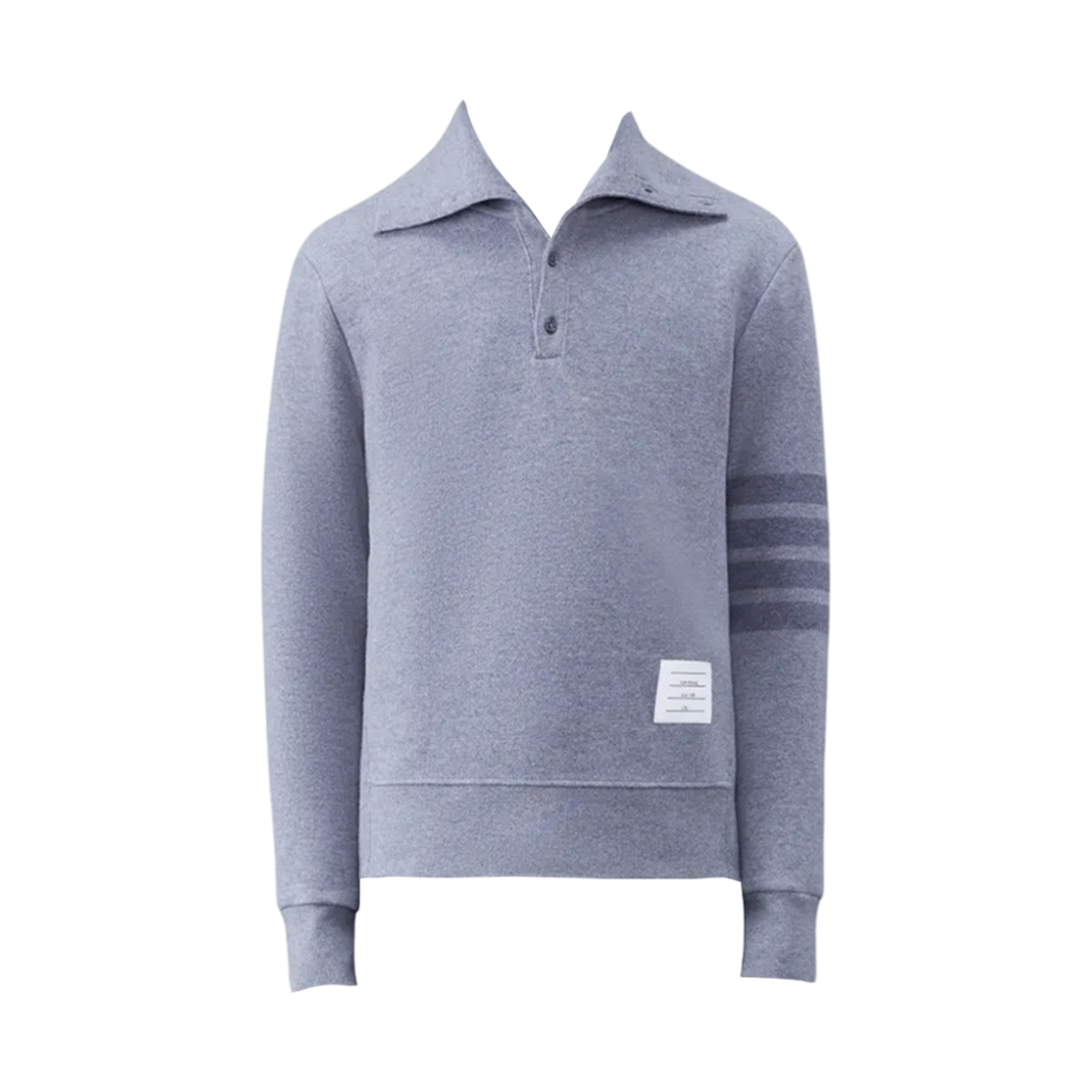 MJT389A-J0088-055 Thom Browne Wool Loopback 4-Bar Funnel Neck Pullover Light Grey