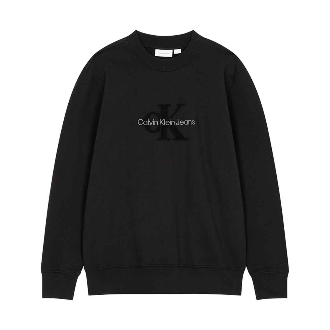J326144BEH Calvin Klein Chenille Monologo Fleece Sweatshirt Black