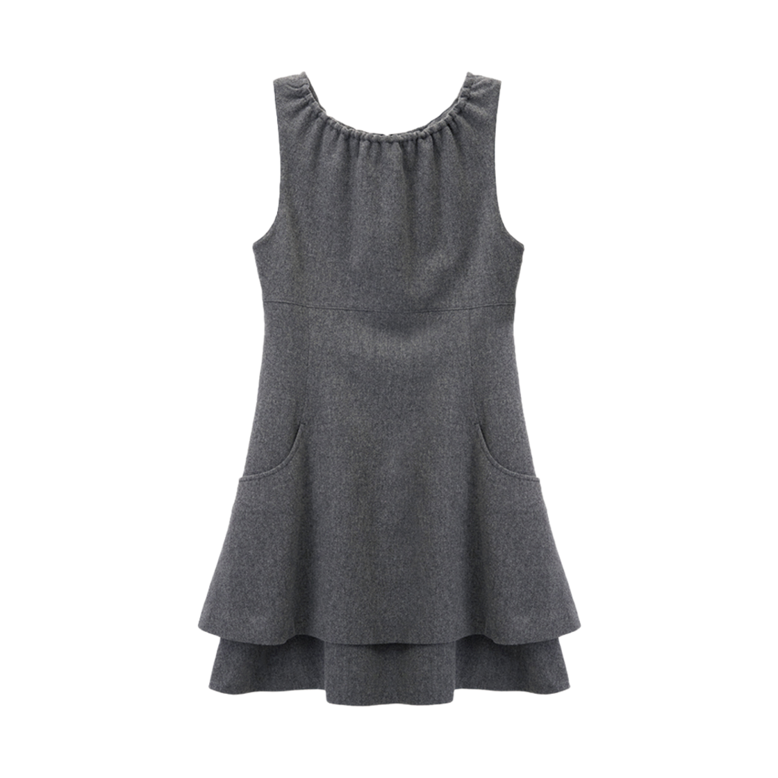 W003DRJO STU Wool Shirring Dress Grey