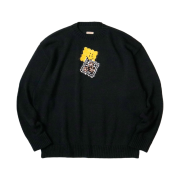 Kapital 5G Cotton Knit Peckish Rainbowy Crew Sweater Black