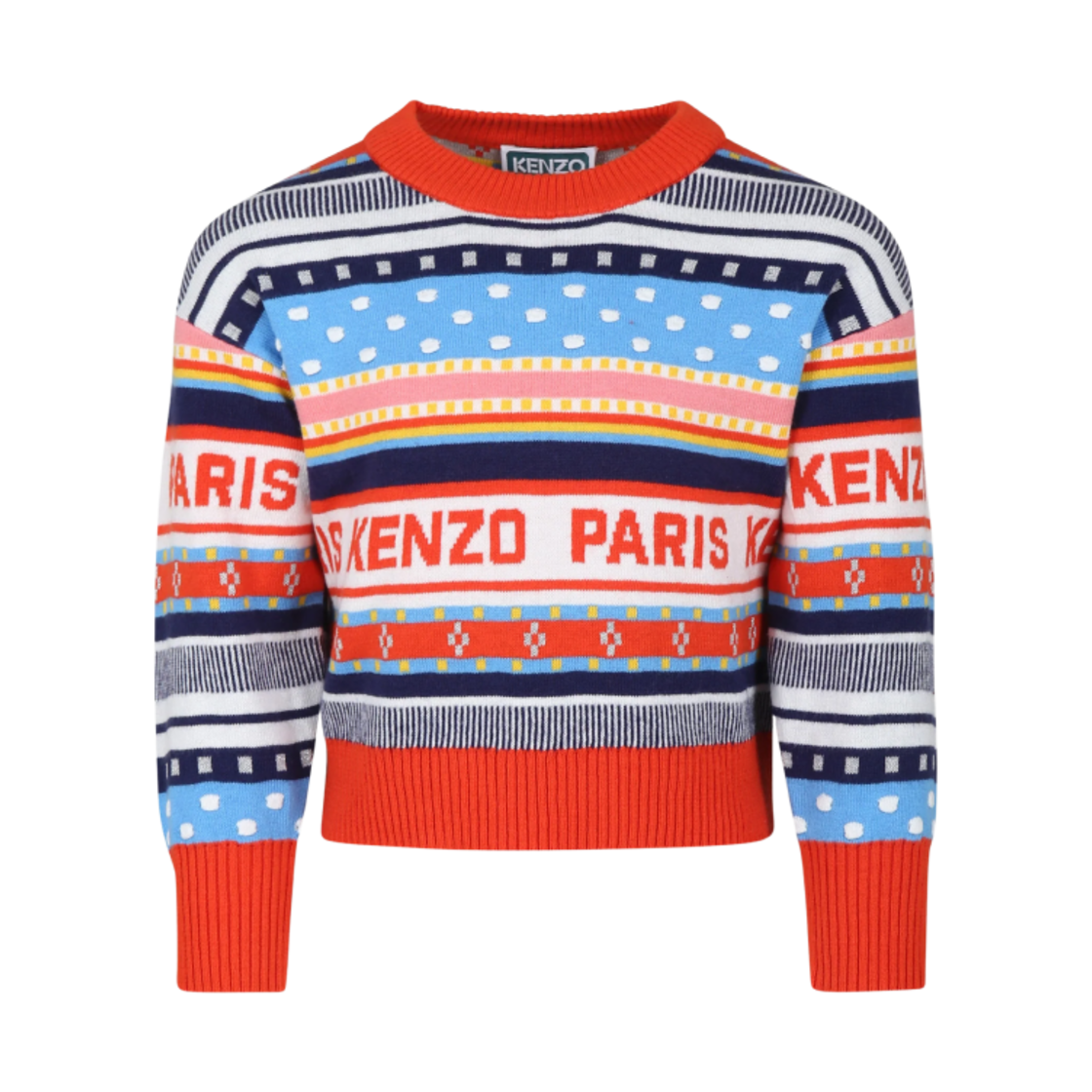 (키즈) 겐조 자카드 로고 크루넥 스웨터 멀티컬러((Kids) Kenzo Jacquard Logo Crewneck Sweater Multicolor) - 1