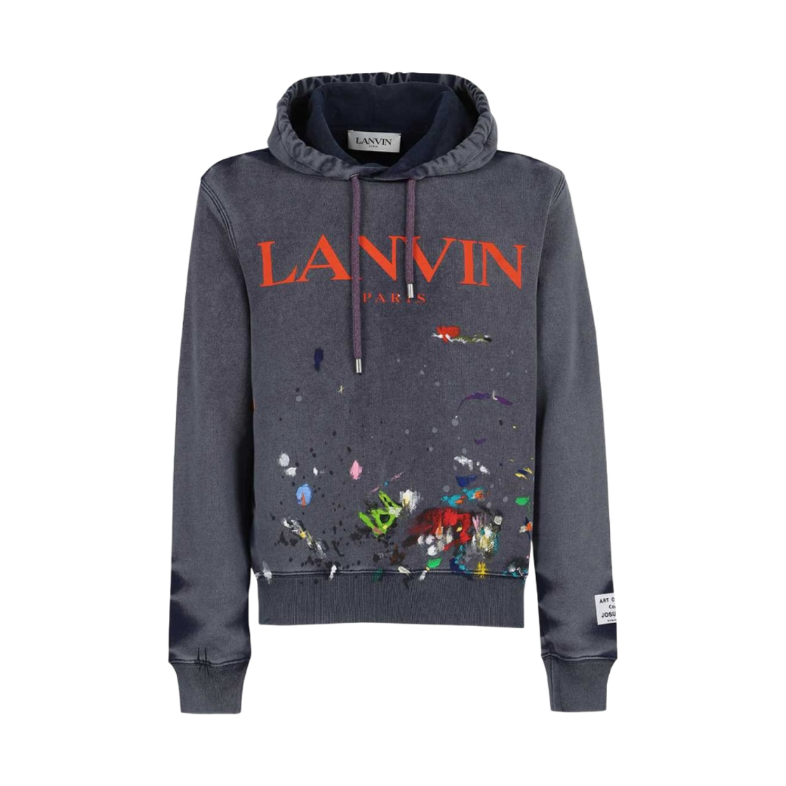 갤러리 디파트먼트 x 랑방 로고 프린티드 후드 페인트 마크 네이비 블루(Gallery Dept. x Lanvin Logo Printed Hoodie Paint Marks Navy Blue)