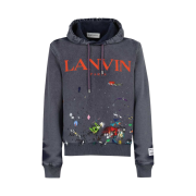 Gallery Dept. x Lanvin Logo Printed Hoodie Paint Marks Navy Blue