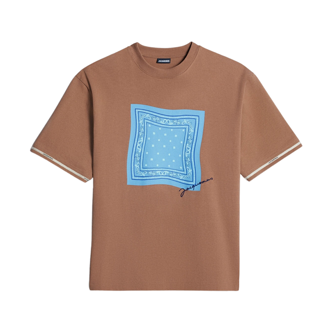 자크뮈스 르 티셔츠 토알라 반다나 로고 티셔츠 프린트 반다나 브라운(Jacquemus Le T-Shirt Toalha Bandana Logo T-Shirt Print Bandana Brown) - 1