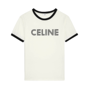 Celine Regular T-Shirt in Cotton Jersey Dirty White Black
