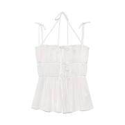 (W) Glowny x Simihaze Dreamy Lace Shirring Top White