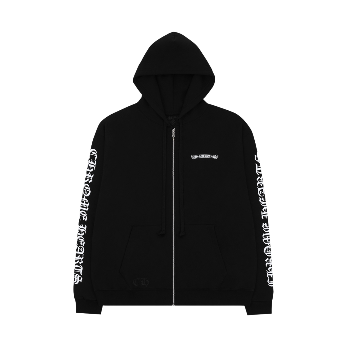 크롬하츠 스크롤 로고 플리스 집업 후드 블랙(Chrome Hearts Scroll Logo Fleece Zip-Up Hoodie Black)