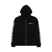 Chrome Hearts Scroll Logo Fleece Zip-Up Hoodie Black