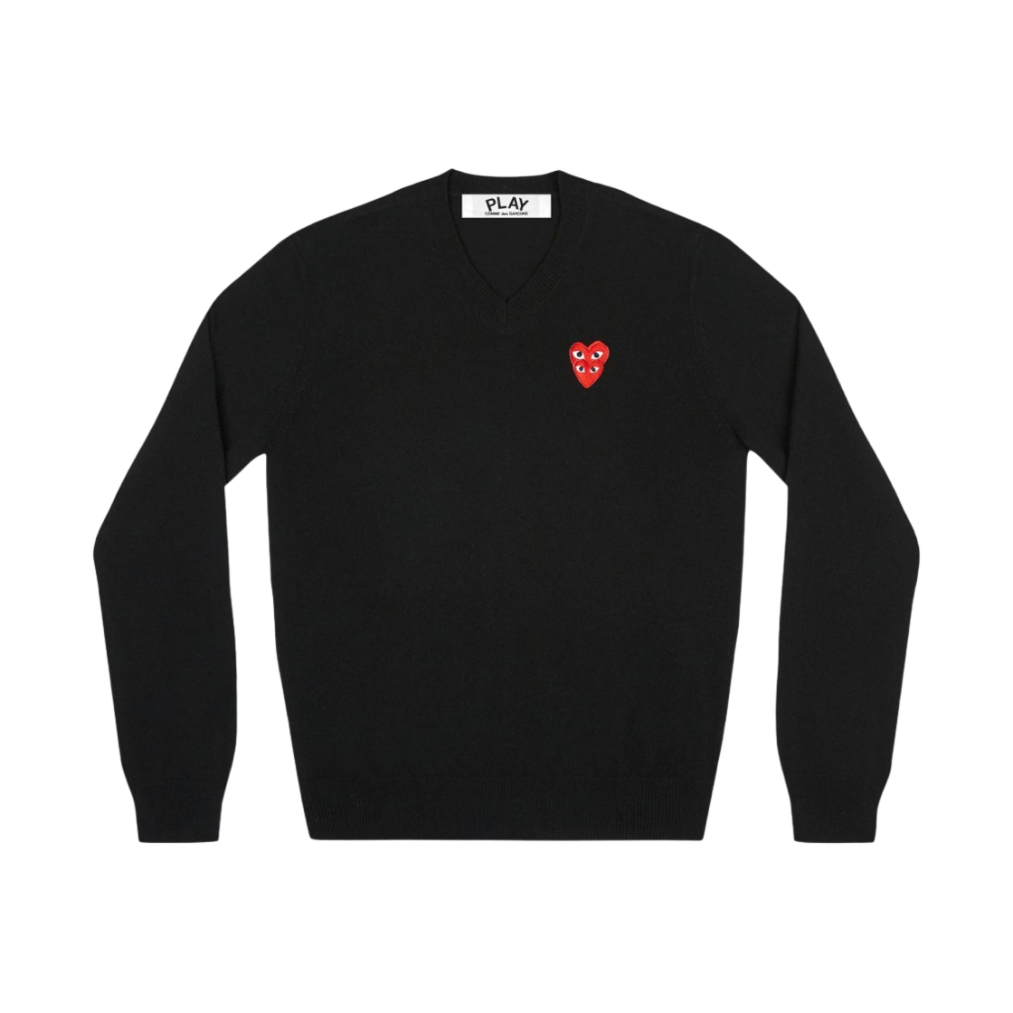 플레이 꼼데가르송 더블 아이 브이넥 스웨터 블랙(Play Comme des Garcons Double Eye V-Neck Sweater Black) - 1