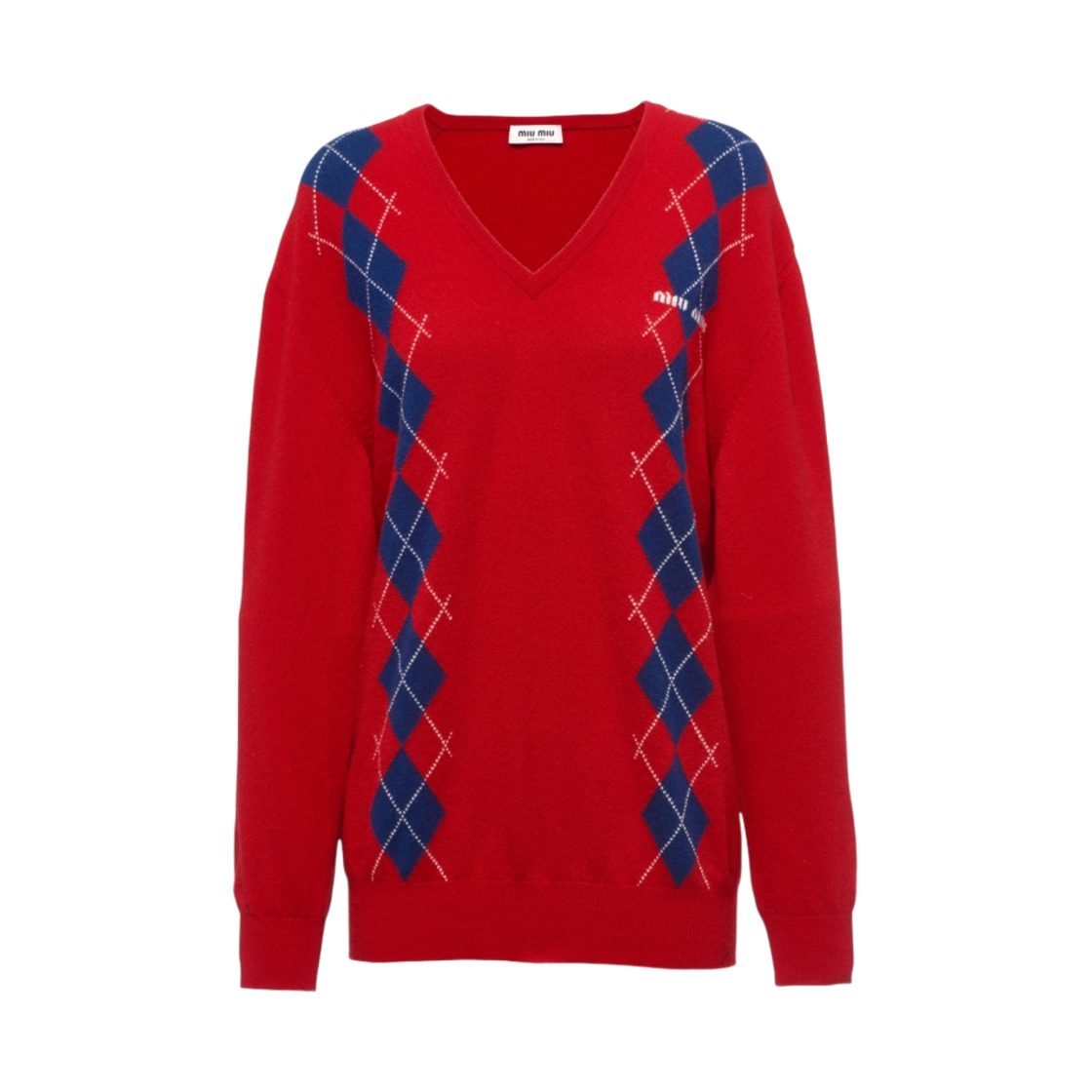 (W) 미우 미우 인타르시아 니트 캐시미어 스웨터 레드