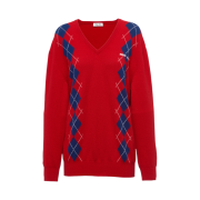 (W) Miu Miu Intarsia Knit Cashmere Sweater Red