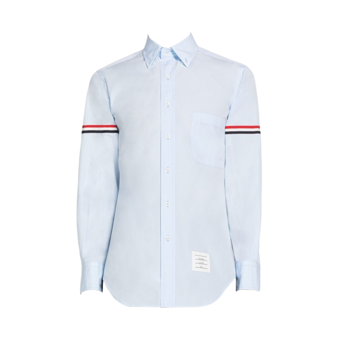 MWL150E-03113-480 Thom Browne Solid Poplin Grosgrain Armband Classic Long Sleeve Point Collar Button Down Shirt Light Blue