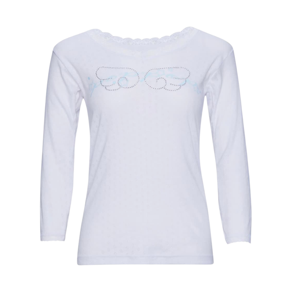 (W) 샬롬클럽 x 엔시티 위시 팝팝 레이스 롱슬리브 티셔츠 화이트((W) Shalomclub x NCT Wish Poppop Lace Long Sleeve T-Shirt White)