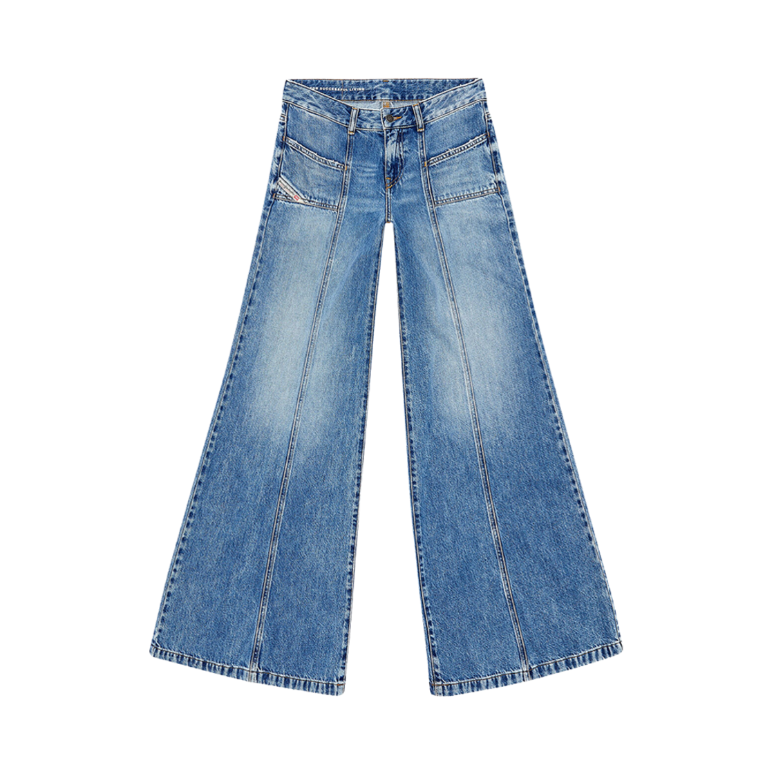 (W) 디젤 D-아키 부츠컷 앤 플레어 진 미디엄 블루((W) Diesel D-Akii Bootcut And Flare Jeans Medium blue) - 1