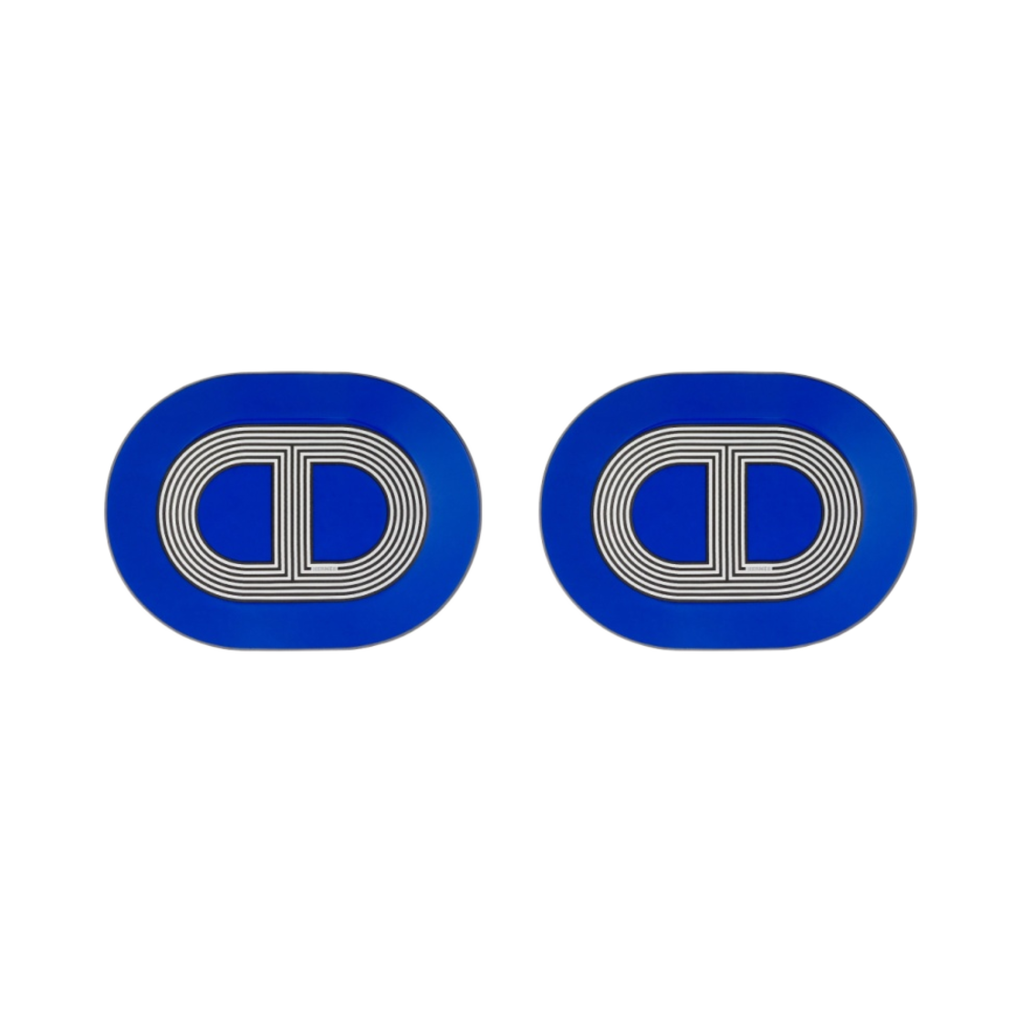 에르메스 랠리 24 미니 오발 플레이트 블루 (2개입)(Hermes Rallye 24 Mini Oval Plate Blue (2 Plates)) - 1