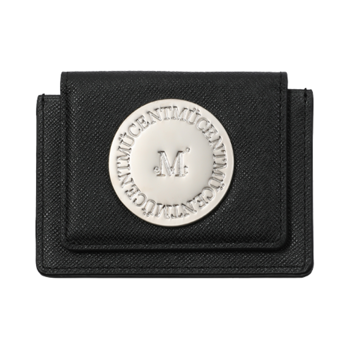 P00000NT_01 MUCENT Cover Signature Metal Logo Accordion Wallet Black