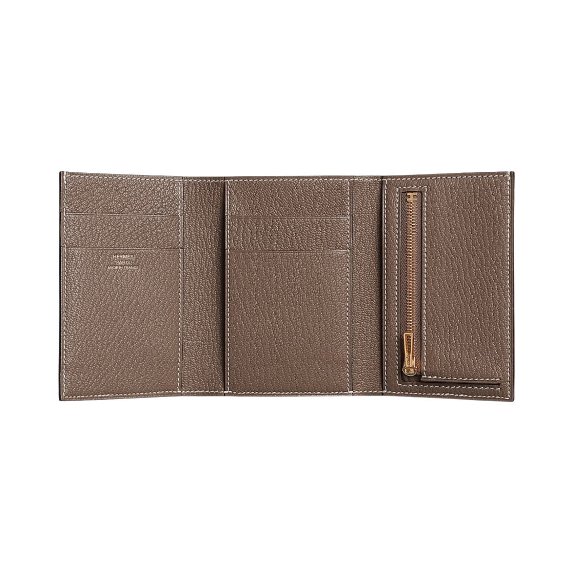 H082876CC18 Hermes Bearn Tri-Fold Wallet Mysore Goatskin & Gold Etoupe - #2