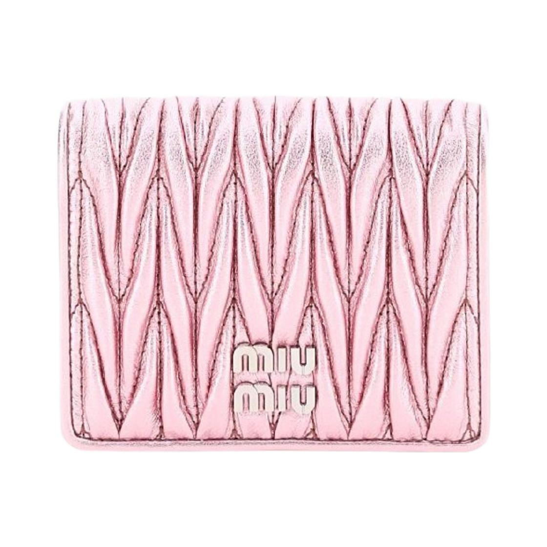 미우 미우 마테라쎄 나파 가죽 반지갑 핑크 모르도어(Miu Miu Matelasse Nappa Leather Wallet Pink Mordore)