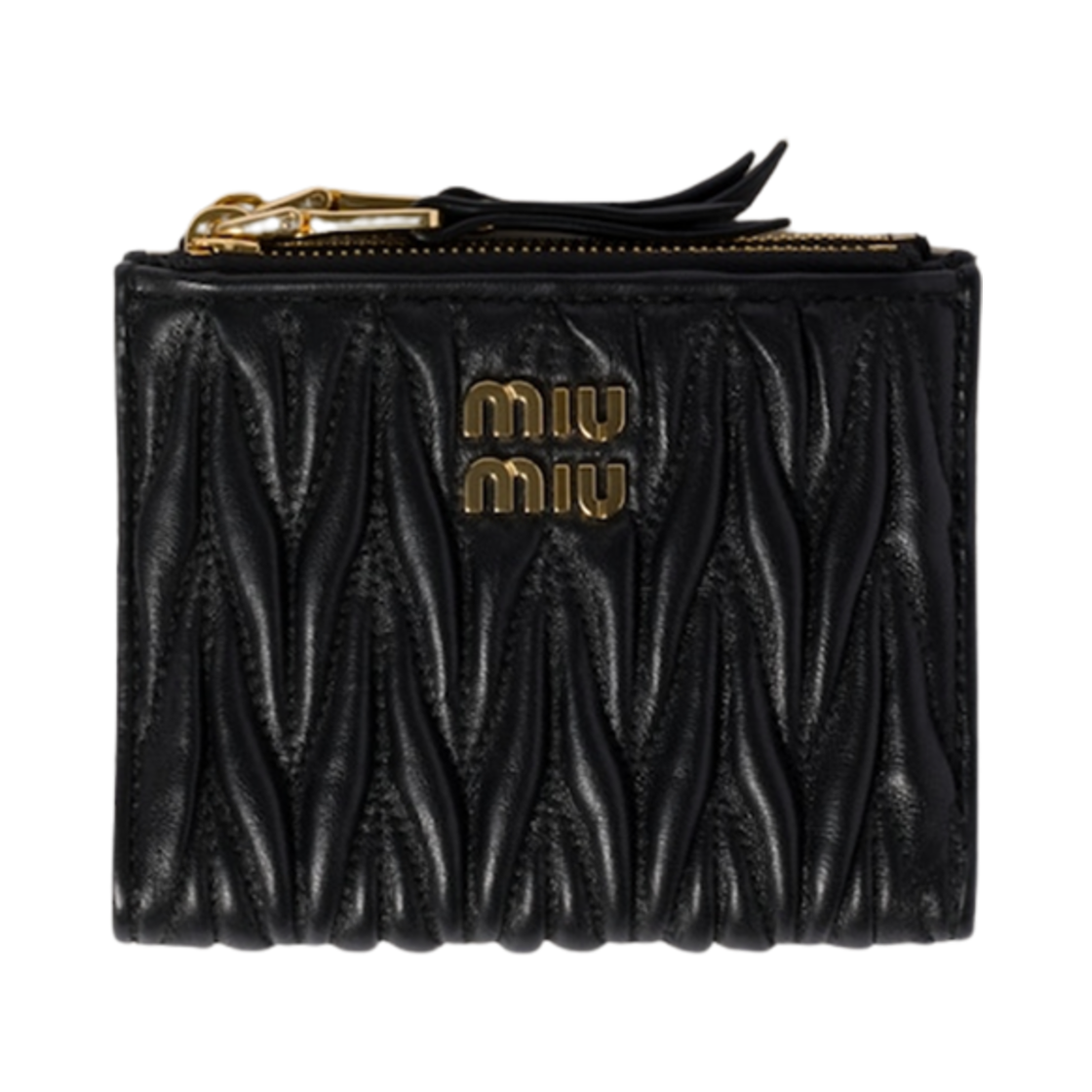 5ML024-AFPP-F0002 Miu Miu Small Matelasse Nappa Leather Wallet Black