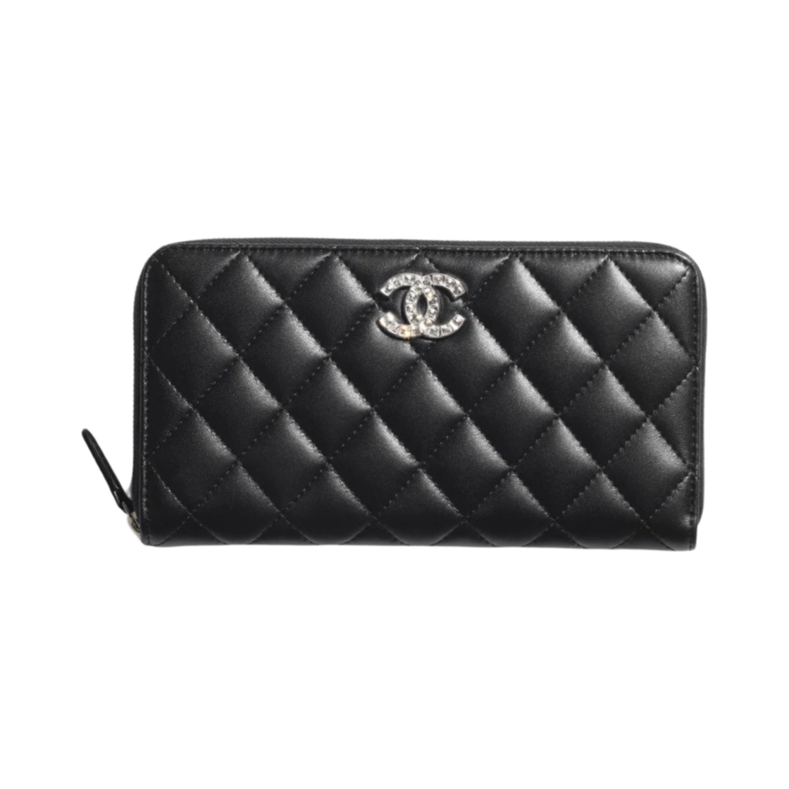 샤넬 클래식 롱 지퍼 지갑 램스킨 스트라스 & 실버 메탈 블랙(Chanel Long Zipped Wallet Lambskin Strass & Silver Black) - 1