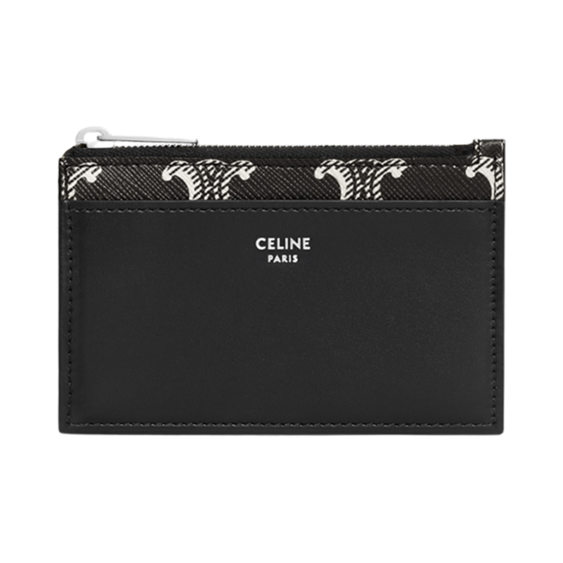 셀린느 지퍼 카드 홀더 트리옹프 캔버스 투톤 카프스킨 블랙 화이트(Celine Zipped Card Holder in Triomphe Canvas Two-Tone Calfskin Black White) - 1