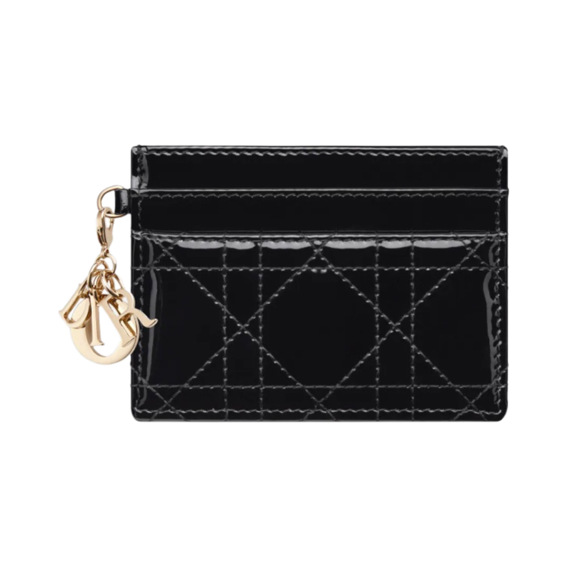 디올 레이디 5 슬롯 카드 홀더 페이턴트 까나쥬 카프스킨 블랙(Dior Lady Five Slot Card Holder Patent Cannage Calfskin Black)