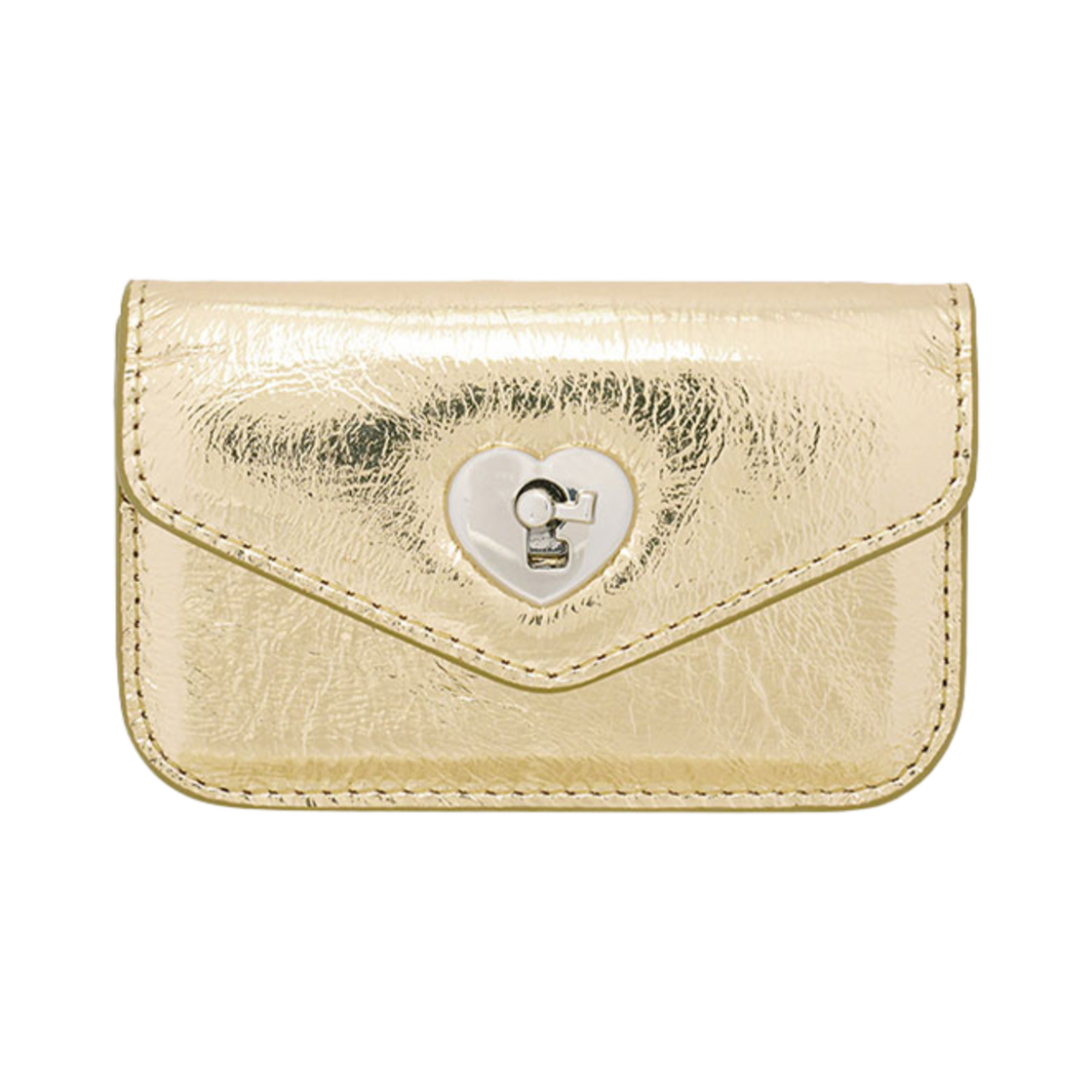 L08A61704A1 Lemasque Heart Lock Compact Card Wallet Shine Gold