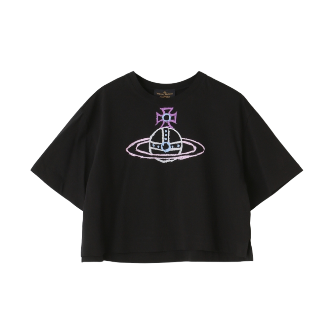 (W) 비비안 웨스트우드 앵글로매니아 크롭 티셔츠 블랙((W) Vivienne Westwood Anglomania Cropped T-Shirt Black) - 1
