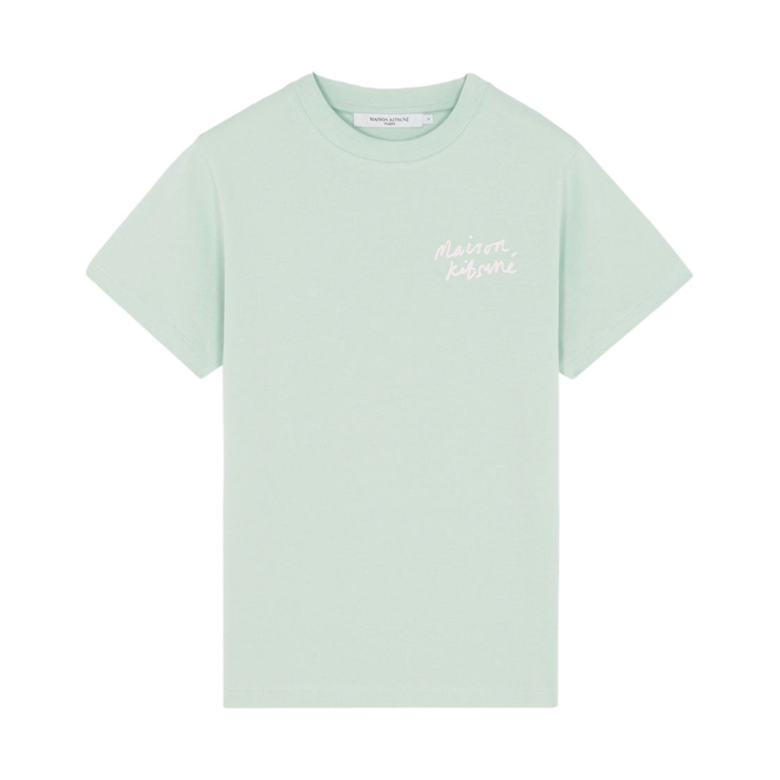 (W) 메종 키츠네 미니 핸드라이팅 클래식 티셔츠 미스트 그린((W) Maison Kitsune Mini Handwriting Classic T-Shirt Mist Green) - 1