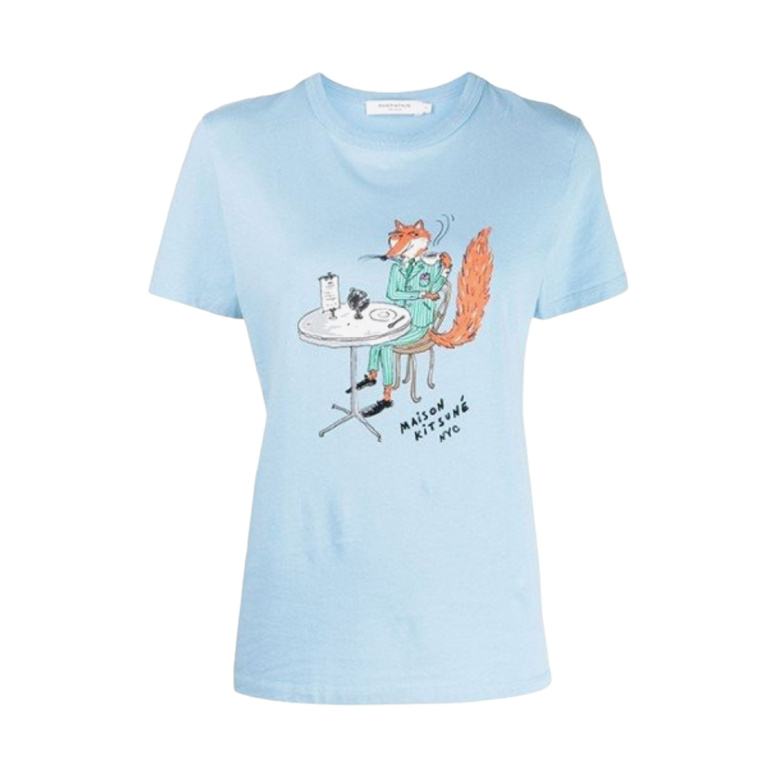 IW00166KJ0008-P409 (W) Maison Kitsune Oly Coffee Fox Classic T-Shirt Baby Blue