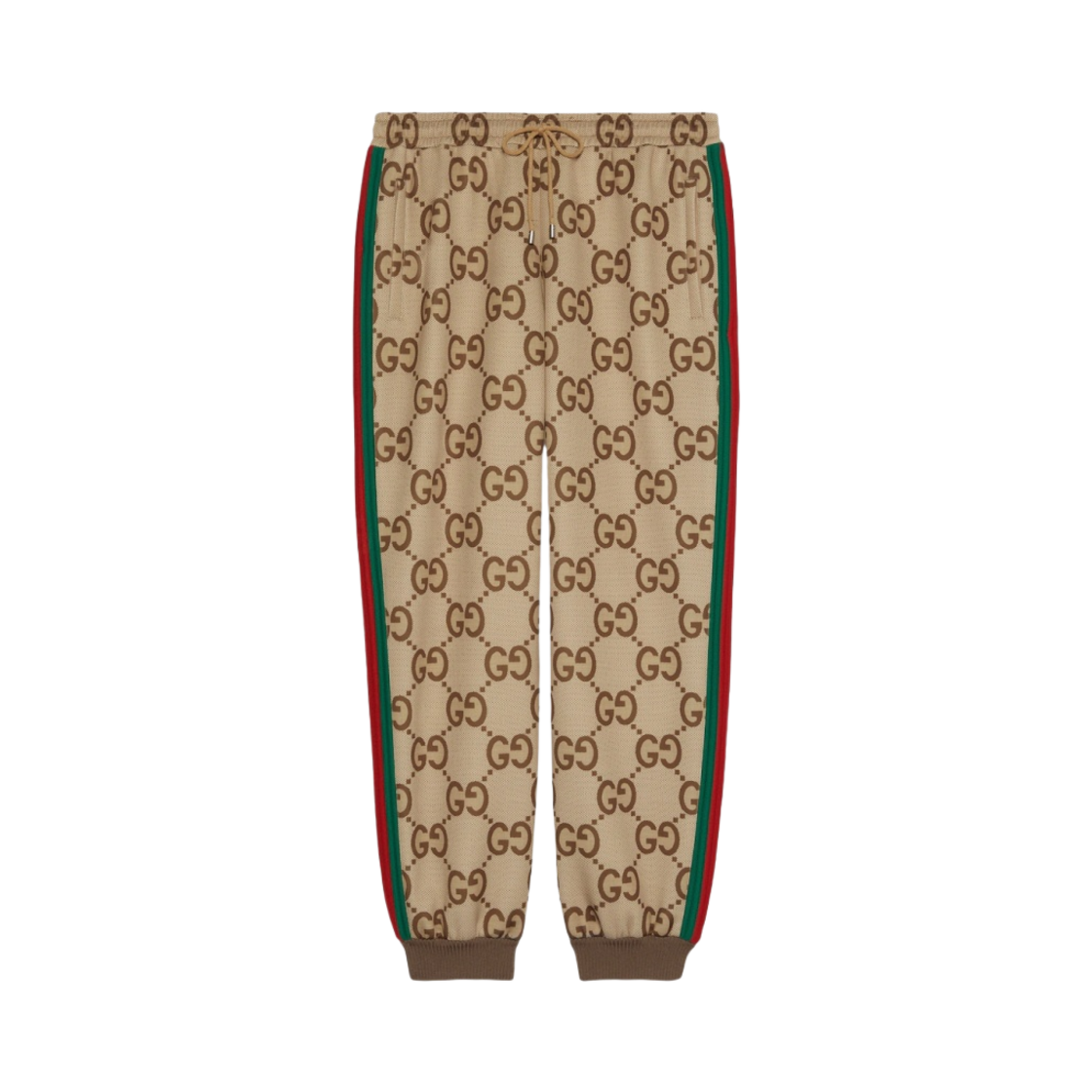 715192-XJETI-2270 Gucci Jumbo GG Jogging Pant with Web Beige Ebony