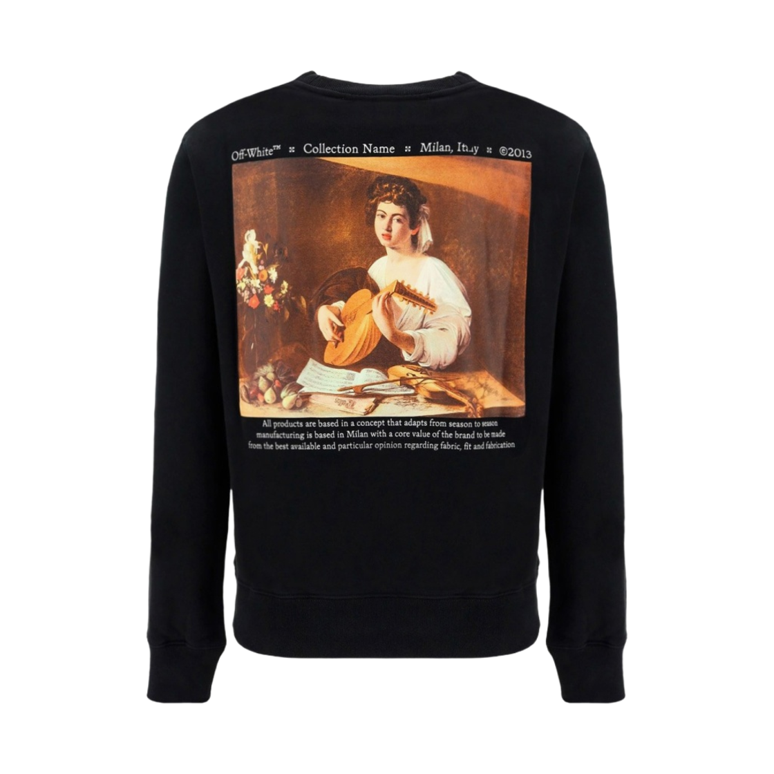 OMBA025F21FLE0081084 Off-White Caravaggio Lute Slim Crew Sweatshirt Black