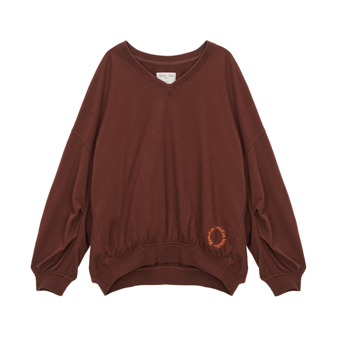 MK2334MT004M0BR (W) Matin Kim V-Neck Puckering Sweatshirt Brown