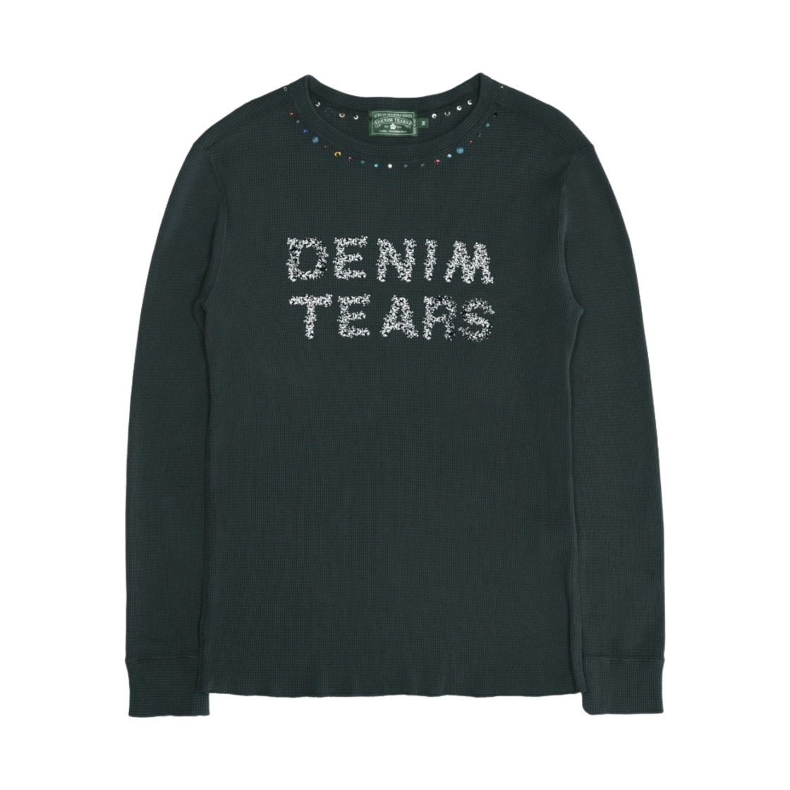 데님 티어스 라인스톤 스터드 풀오버 스웨트셔츠 빈티지 블랙(Denim Tears Rhinestone Studded Pullover Sweatshirt Vintage Black) - 1