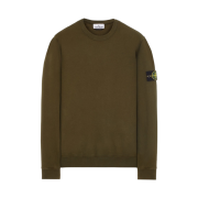 Stone Island 62420 Brushed Cotton Fleece Garment Dyed Crewneck Sweatshirt Olive Green - 23FW