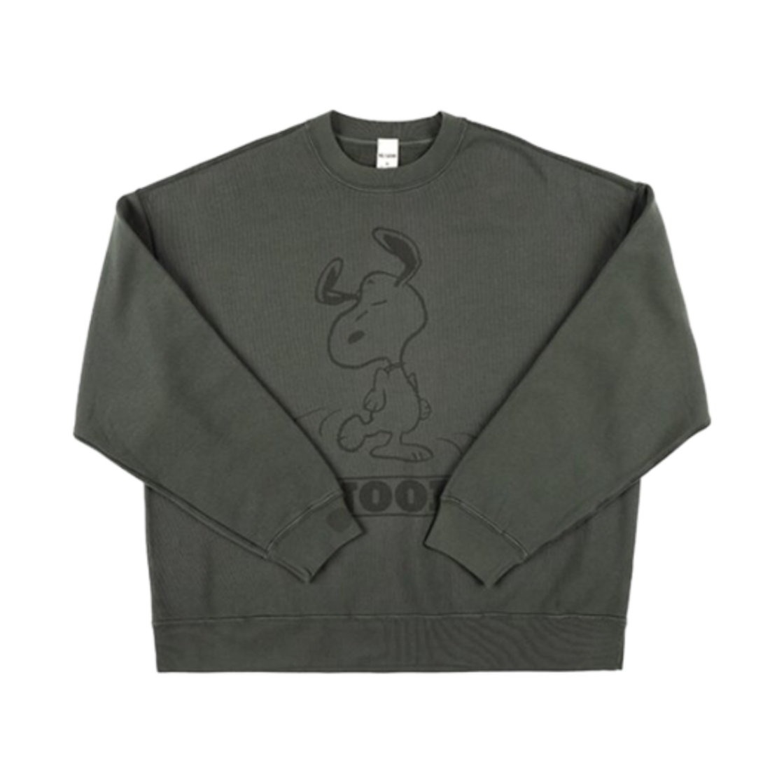 488-08WOGC008 (W) Re/Done Snoopy Dancing Oversized Sweatshirt Dark Green