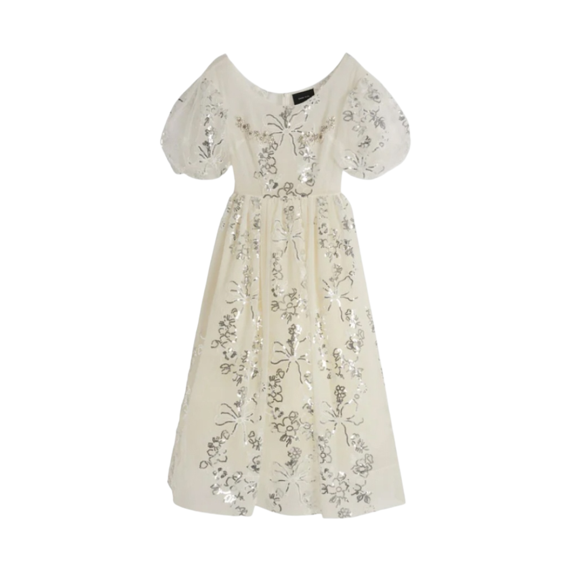 (W) 시몬 로샤 시퀸 플라워 투투 드레스 아이보리 화이트 실버((W) Simone Rocha Sequin Flower Tutu Dress Ivory White Silver)