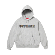 Supreme Collegiate Patchwork Leather Hooded Sweatshirt Heather Grey - 23FW