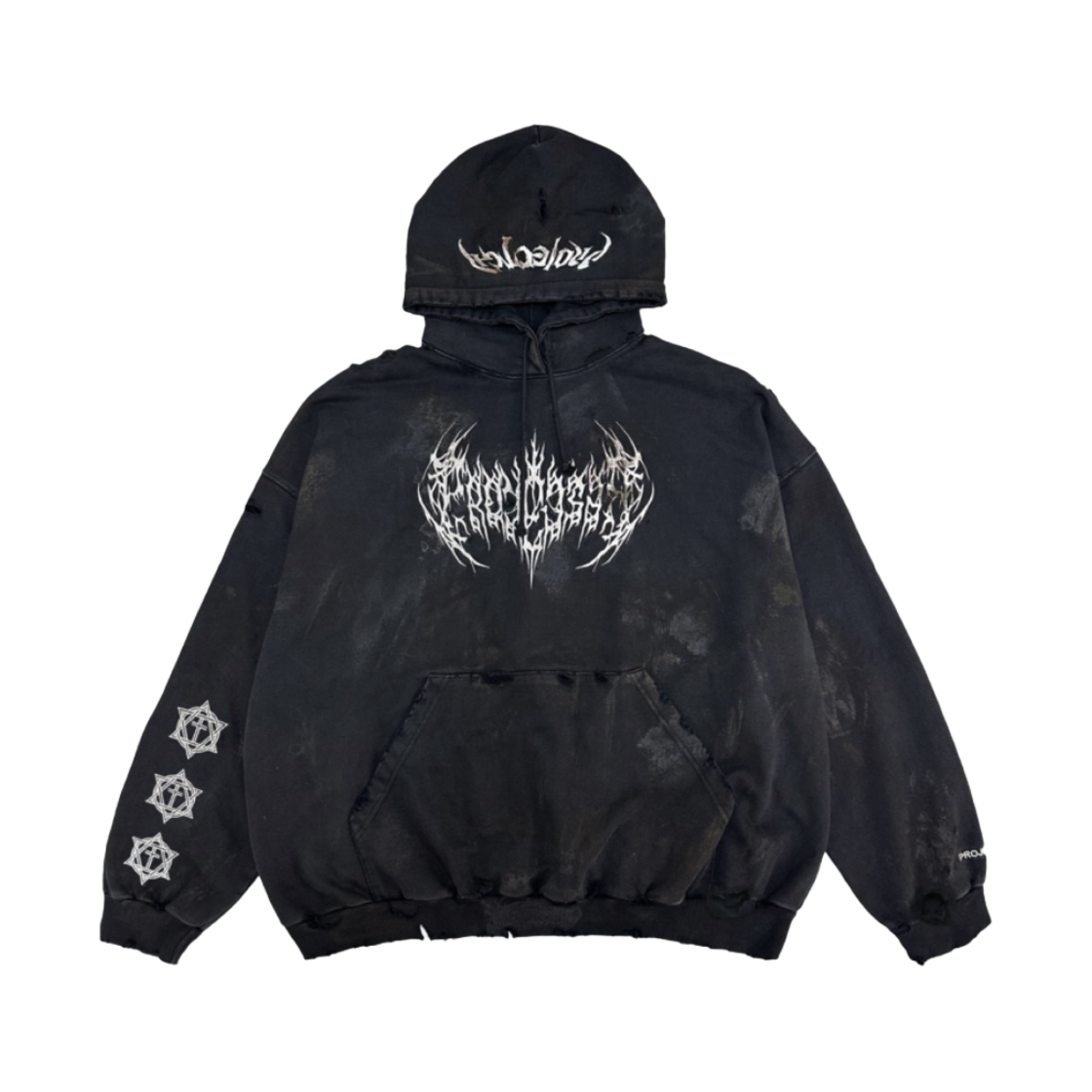 프로젝트 G/R 메탈릭 로고 후드 블랙