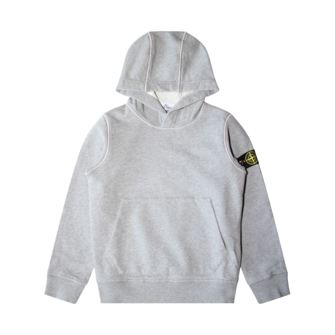 791661620-V0M64 (Kids) Stone Island 61620 Garment Dyed Cotton Fleece Hooded Sweatshirt Melange Grey - 23FW